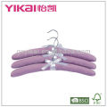 Set of 3pcs micro-suede fabric padded hangers with ribbon bow